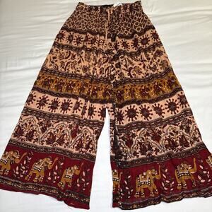 Jackpot Ragstock Colorful Allover Print Baggy Wide Leg Boho Gypsy One Size NWT